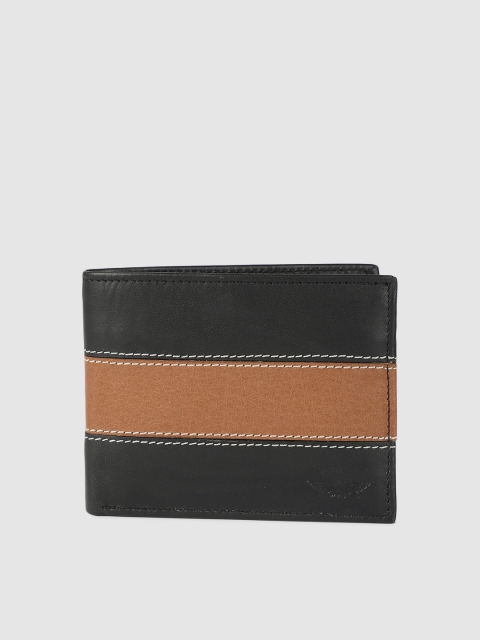 

Park Avenue Men Black & Tan Brown Colourblocked Leather Two Fold Wallet