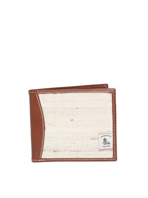 

Raymond Men Cream-Coloured & Brown Solid Two Fold Leather Wallet