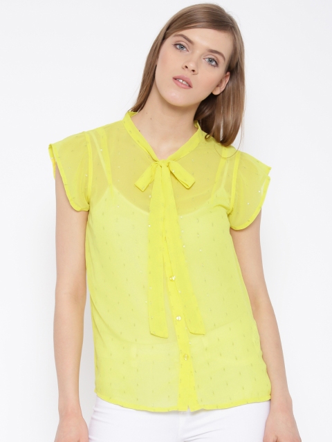 

Vero Moda Yellow Sheer Shimmery Casual Shirt