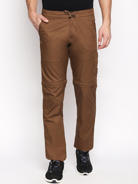 

beevee Men Brown Solid Straight-Fit Trackpant