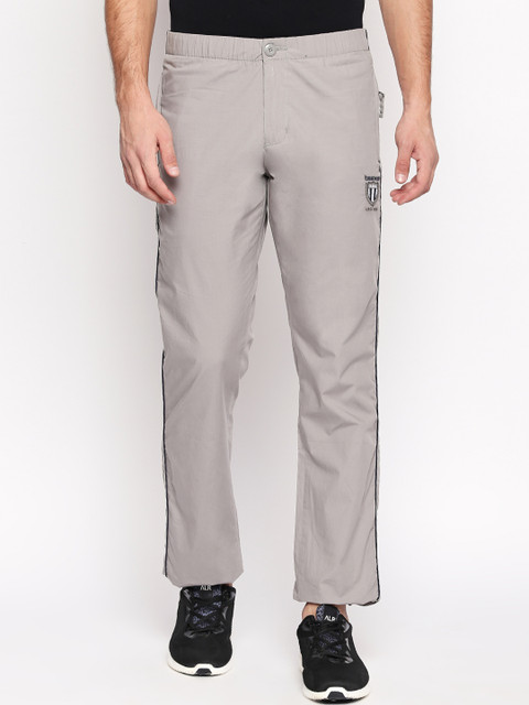 

beevee Men Grey Solid Straight-Fit Trackpant