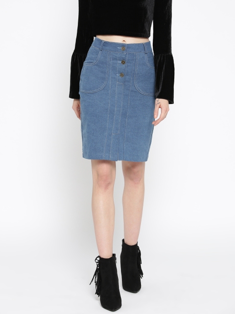 

Rider Republic Women Blue Pencil Denim Skirt