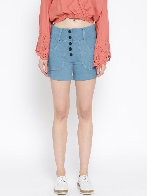 

Rider Republic Women Blue Solid Regular Fit Denim Shorts