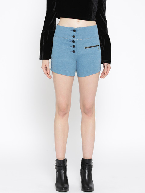 

Rider Republic Women Blue Solid Regular Fit Denim Shorts