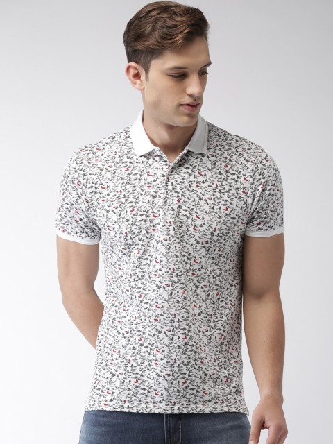 

Bossini Men White Printed Polo Collar T-shirt