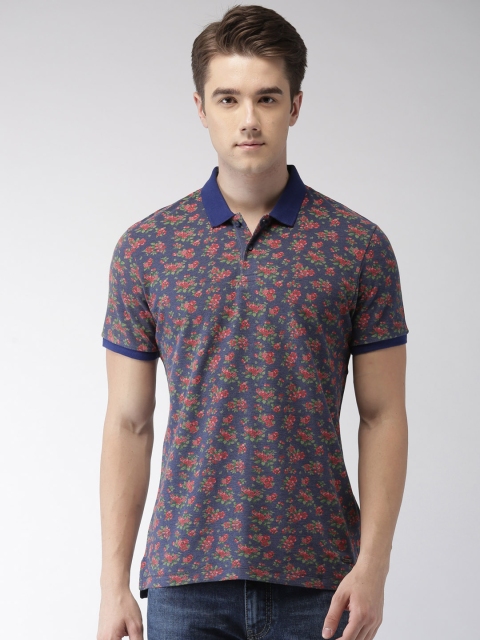 

Bossini Men Blue Printed Polo Collar T-shirt