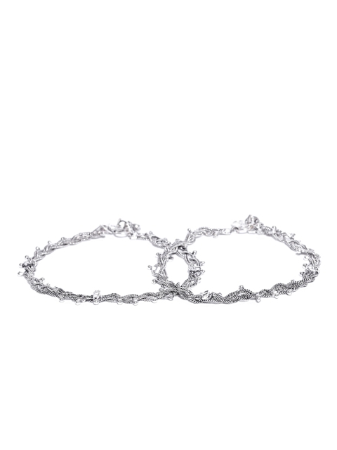 

PRITA Set of 2 Oxidised Silver-Plated Anklets