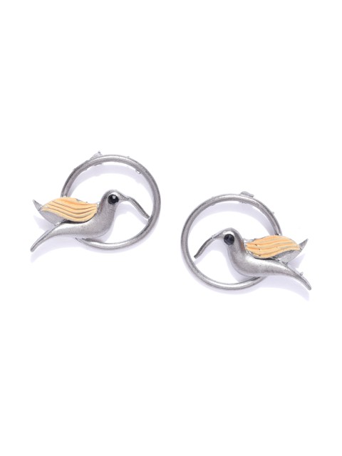 

PRITA Silver-Plated Bird Shaped Handpainted Drop Earrings