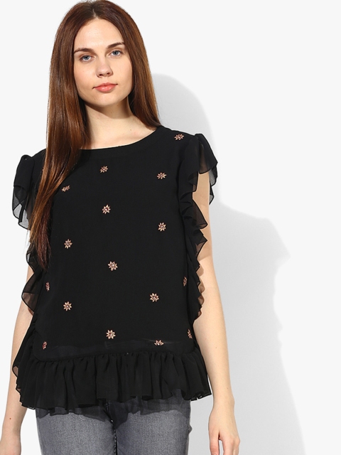 

Antheaa Black Embroidered Blouse