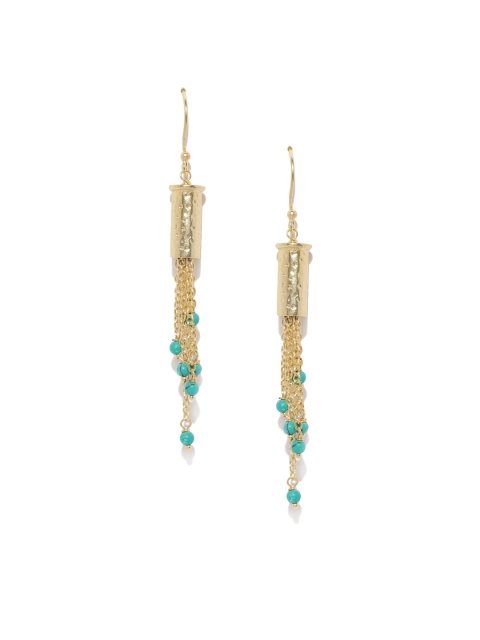 

Gehna Gold-Toned Sterling Silver & Turquoise Contemporary Drop Earrings