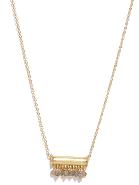 

Gehna Gold-Toned Sterling Silver Quirky Labradorite Pendant with Chain