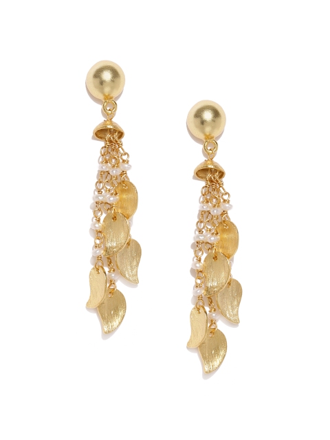 

Gehna Gold-Toned & White Sterling Silver Contemporary Drop Earrings