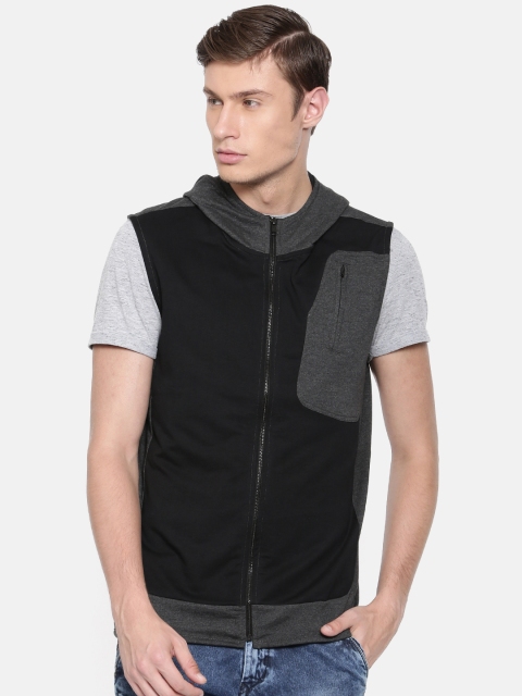 

SKULT by Shahid Kapoor Men Black Solid Hooded Tailored Jacket