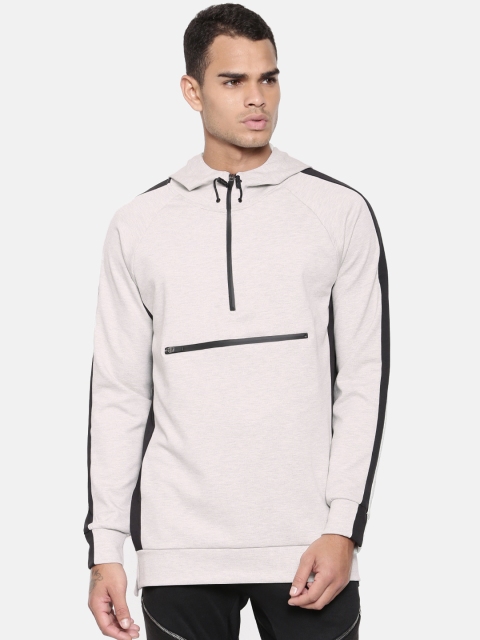 

SKULT by Shahid Kapoor Men Grey Melange Solid Hooded Sweatshirt