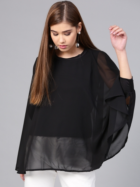 

STREET 9 Women Black Solid Cape Top
