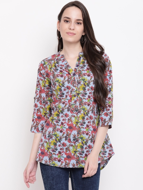 

Ayaany Blue & Rust Red Printed Tunic