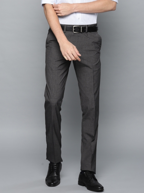 

Louis Philippe Men Charcoal Grey Slim Fit Self Design Formal Trousers