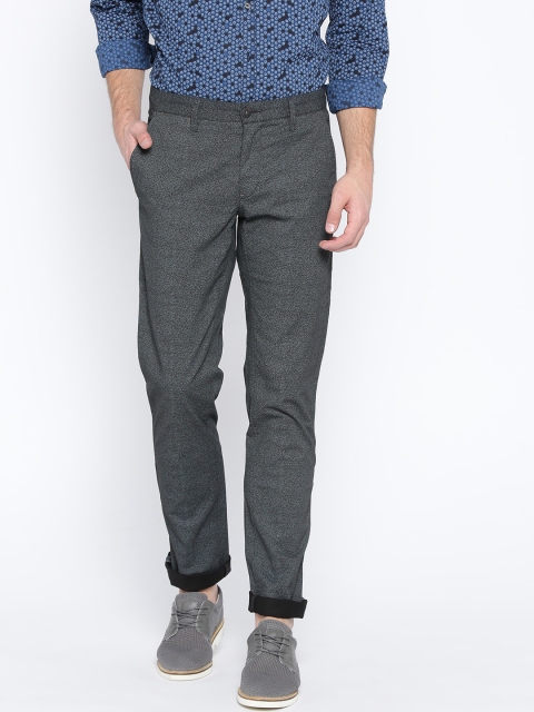 

Louis Philippe Sport Men Charcoal Grey Slim Fit Printed Trousers