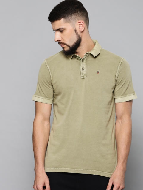 

Louis Philippe Jeans Men Khaki Solid Polo Collar T-shirt, Olive