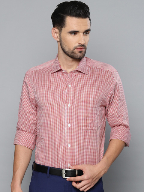 

Louis Philippe Men Red & White Regular Fit Checked Formal Shirt