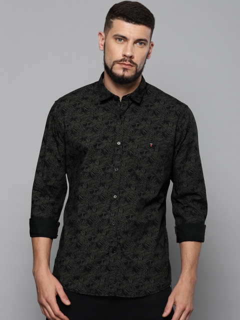 

Louis Philippe Jeans Men Brown & Black Slim Fit Printed Casual Shirt