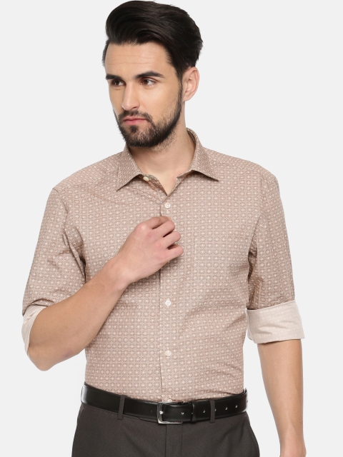 

Louis Philippe Men Beige Regular Fit Printed Formal Shirt