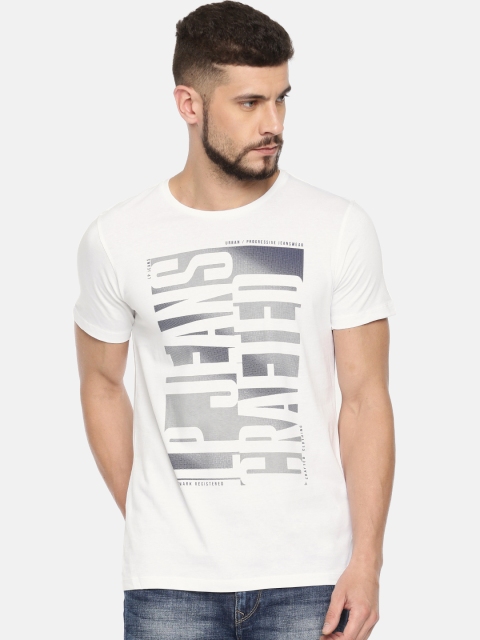 

Louis Philippe Jeans Men White Printed Round Neck T-shirt