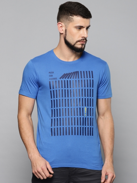 

Louis Philippe Jeans Men Blue Rubber Printed Round Neck T-shirt