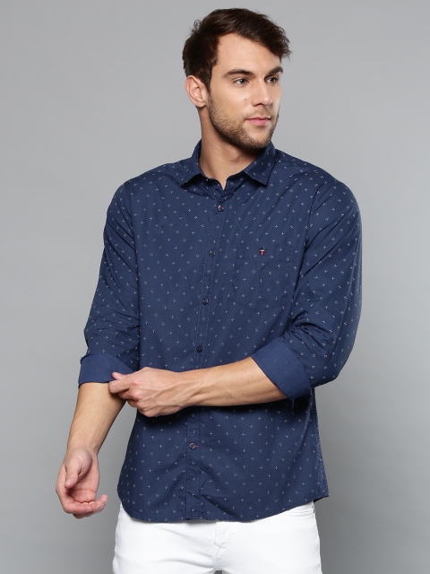 

Louis Philippe Sport Men Navy Blue & White Slim Fit Printed Casual Shirt