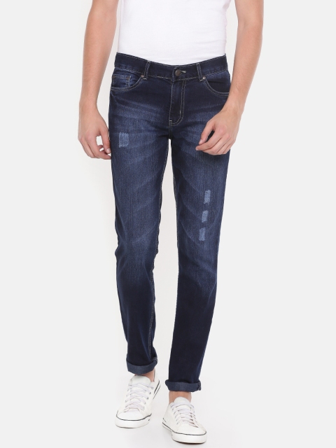 

American Crew Men Blue Straight Fit Mid-Rise Low Distress Jeans