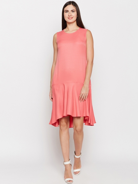 

Taanz Women Pink Solid Drop-Waist Dress