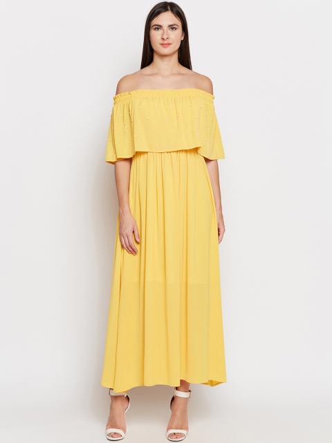 

Taanz Women Yellow Solid Maxi Dress