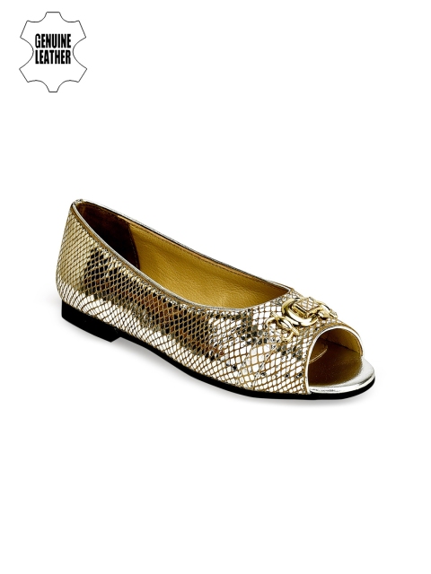 

Eske Women Silver-Toned Solid Leather Ballerinas