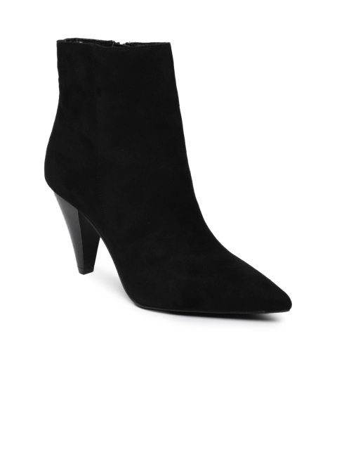 

FOREVER 21 Women Black Solid Heeled Boots