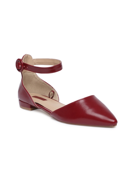

FOREVER 21 Women Red Solid Ankle Loop Flats