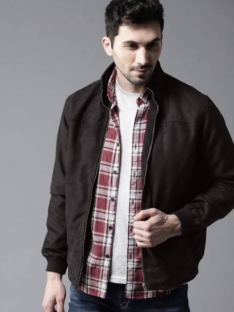 

HERE&NOW Men Black Solid Bomber Jacket