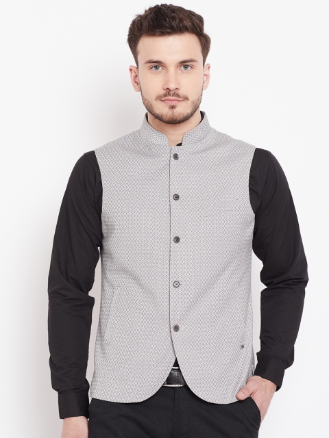 

Blackberrys Men Grey Woven-Design Nehru Jacket