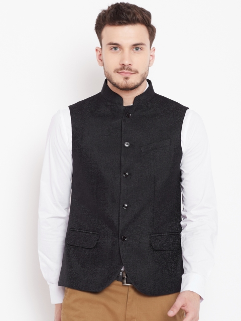 

Blackberrys Men Black Solid Nehru jacket