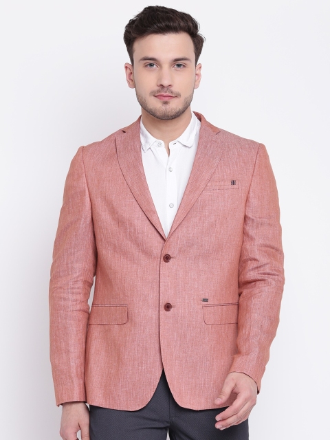 

Blackberrys Rust Red Self-Design Single-Breasted Smart Casual Blazer