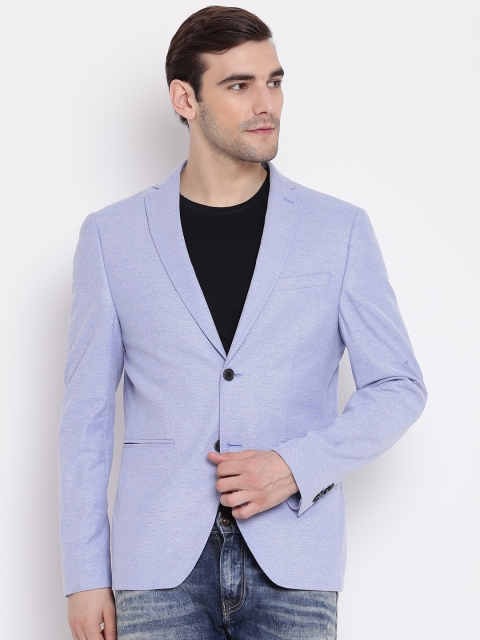 

Blackberrys Blue Self-Design Single-Breasted Smart Casual Blazer