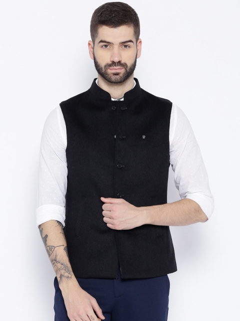 

Blackberrys Men Black Solid Nehru Jacket