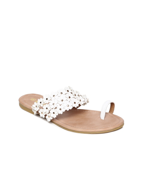

Ginger by Lifestyle Women White Solid One Toe Flats