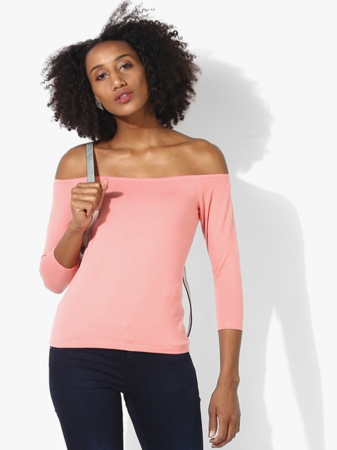 

Vero Moda Women Pink Solid Bardot Top