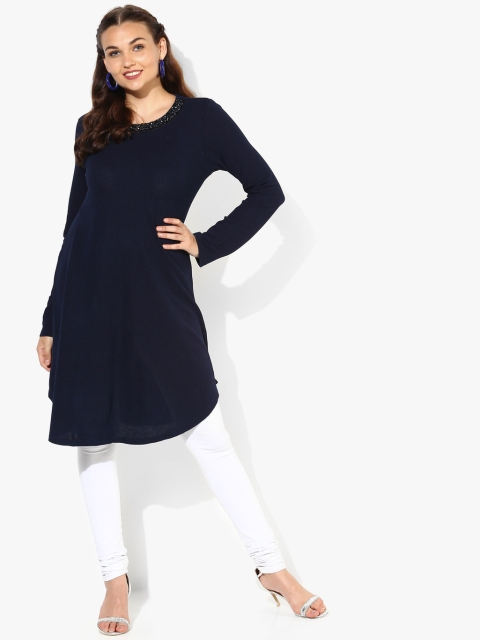 

Navy Blue Embellished Kurta