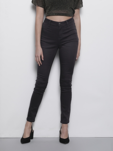 

DOROTHY PERKINS Women Charcoal Grey Frankie Super-Skinny Clean Look Stretchable Jeans