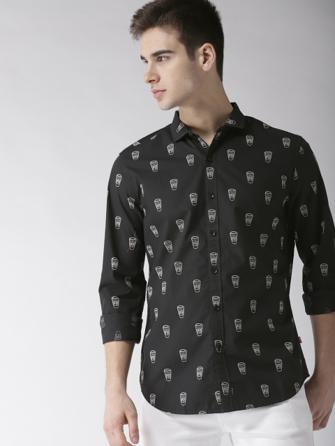 

Charcoal Printed Regular Fit Casual Shirt