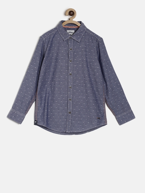 

Lee Cooper Boys Blue Regular Fit Self Design Casual Shirt