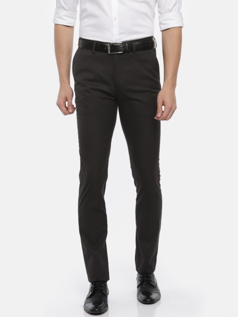 

U.S. Polo Assn. Men Charcoal Grey Slim Fit Solid Formal Trousers