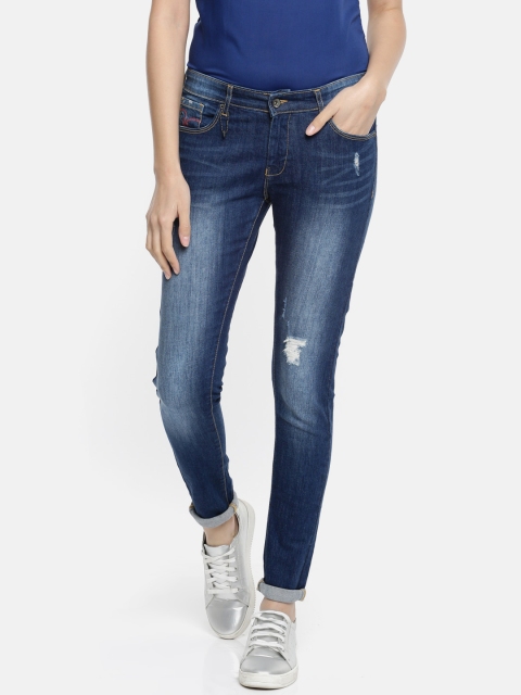 

SPYKAR Women Blue Skinny Fit Low-Rise Low Distress Stretchable Jeans