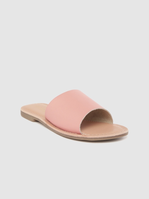 

Steve Madden Women Pink Solid Leather Open Toe Flats